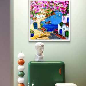 Beautiful Santorini Textured Wall Painting for Home