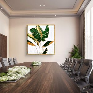 Golden Banana Leaves – 3D Textured Resin Wall Art